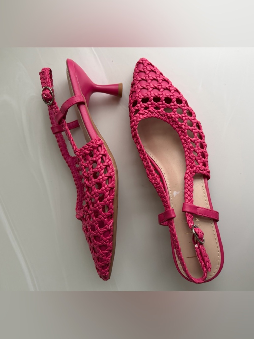 Nicole Miller Hot Pink Braided Slingback Flats